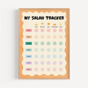 Salah tracker, Prayer tracker, Kids Salah chart, Islamic nursery, Islamic tracker, Islamic education, Islamic homeschool, Muslim kids, Salah