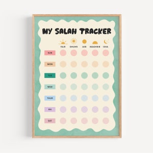 Salah tracker, Prayer tracker, Kids Salah chart, Islamic nursery, Islamic tracker, Islamic education, Islamic homeschool, Muslim kids, Salah