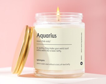 Aquarius Gift Aquarius Definition Candle Gift For Aquarius Aquarius Friend Funny Surprise Gift Holiday Gift W003