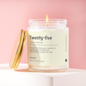 25th Birthday Gift The Silver Liner Age Definition Candle Gift for 25th Birthday A025