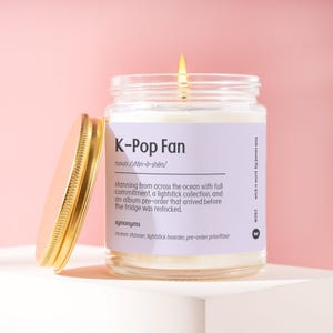 KPop Fan Candle Gift for KPop Lover Stan Korean Pop Music Fan BTS Army KPop Obsessed Korean Music Enthusiast Birthday Present Gift W263
