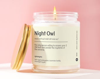 Night Owl Gift Night Owl Definition Candle Gift For Night Owl Best Night Owl Funny Surprise Gift Holiday Gift W061