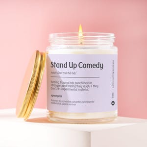 Stand Up Comedy Candle Gift for Comedian Comic Comedy Lover Fan Stand Up Open Mic Improv Comedy Club Laugh Birthday Present Gift W385