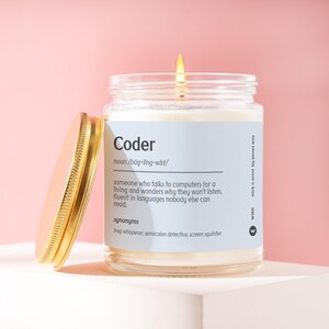 Coder Candle Gift for Programmer Developer Software Engineer Web Developer Computer Nerd Tech Lover Coding Enthusiast Birthday Gift W166