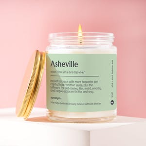 Asheville Candle Gift AVL Blue Ridge Ashevillian Asheville North Carolina Lover Native Fan Home Pride Birthday Christmas Present Gift W527