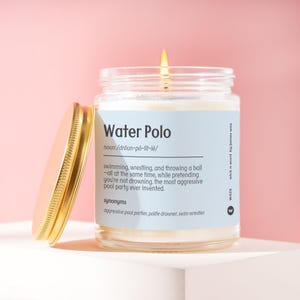 Water Polo Candle Gift for Water Polo Player Mom Dad Coach Team Fan Aquatic Pool Sport Swim Sport Enthusiast Birthday Present W428