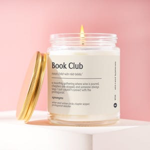 Book Club Candle Gift for Book Lover Reader Bookworm Bibliophile Book Nerd Reading Club Hostess Host Literary Enthusiast Present W136