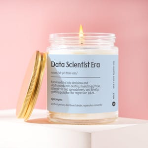Data Scientist Era Candle Gift for Data Scientist Data Science Grad Python ML Engineer New Data Scientist Future Career Birthday Gift W563