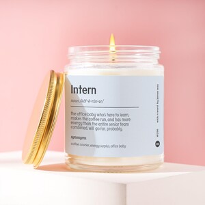 Intern Candle Gift for New Intern Internship Summer Intern First Job Intern Welcome Thank You Goodbye Farewell Office Birthday Gift W256