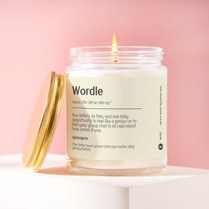 Wordle Candle Gift for Wordle Lover Addict Fan Word Game Nerd Daily NYT Wordle Player Puzzle Lover Birthday Christmas Present W437