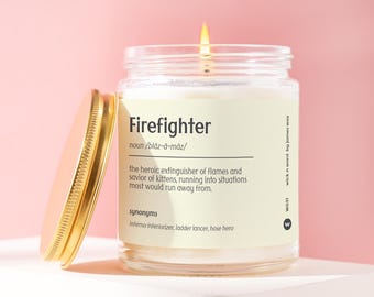 Firefighter Gift Firefighter Definition Candle Gift For Firefighter Best Firefighter Funny Surprise Gift Holiday Gift W031