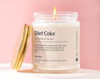 Diet Coke Gift Candle Funny Definition Candle Diet Coke Lover Gift Soda Addict Gift Funny Diet Coke Fan Birthday Gift Candle for Her W5262