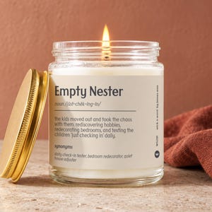 Empty Nester Definition Candle, Mom Card, College Mom Gift, Mothers Day Gift, New Chapter Gift, Empty Nester Gift Box, Thank You Gift W5291