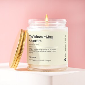 Coworker Gift &quot;To Whom It May Concern&quot; Definition Candle Gift For Coworker Funny Email Surprise Gift Holiday Gift W085
