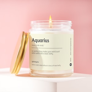 Aquarius Gift Aquarius Definition Candle Gift For Aquarius Aquarius Friend Funny Surprise Gift Holiday Gift W003