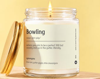 Bowling Definition Candle, Bowling Gifts, Bowling League Gift, Bowling Team Gift, Bowling Christmas Gift, Bowling Party Favor W01