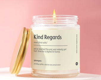 Custom Coworker Gift, "Kind Regards" Definition Candle, Gift For Appreciation, Funny Surprise Gift, Holiday Gift W051