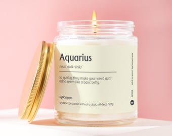 Aquarius Gift Aquarius Definition Candle Gift For Aquarius Aquarius Friend Funny Surprise Gift Holiday Gift W003