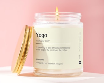 Yoga Gift Yoga Definition Candle Gift For Yoga Practitioner Best Yoga Practitioner Funny Surprise Gift Holiday Gift W091