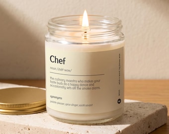Chef Definition Candle Gift for Cooking Lovers, Chef Gifts, Home Cook Present, Chef Appreciation, 9oz Soy Wax Candle W021