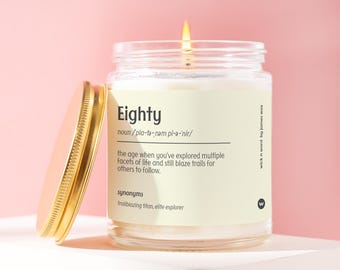 80th Birthday Gift The Platinum Pioneer Age Definition Candle Gift for 80th Birthday A080