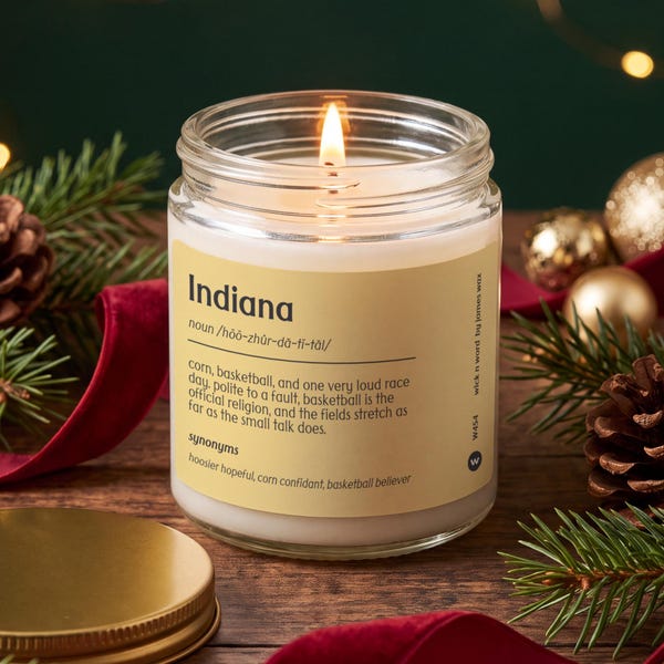 Indiana Candle, Indiana Card, Indiana Birthday Gift Box, Indiana Christmas Gift, Long Distance Gift, State Pride Gift, Moving Away Gift W454