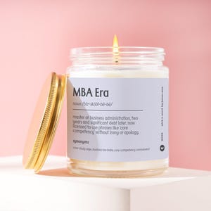 MBA Era Candle Gift for MBA Business School Grad Executive Mba New Mba Future MBA B School Career Birthday Christmas Present Gift W598