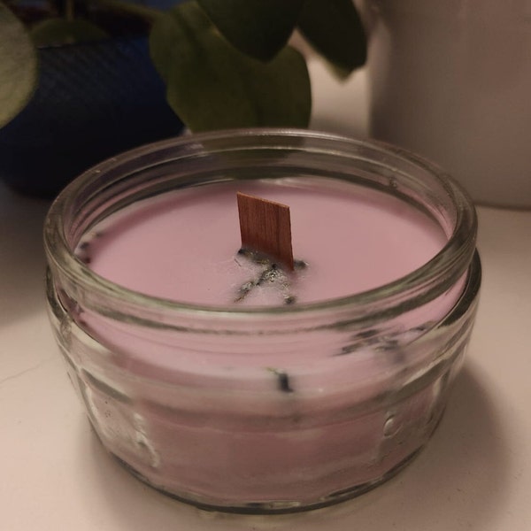 Pink soy wax jasmin scented candle wood wick - geurkaars jasmijn - bougie jasmin