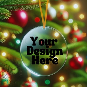 Glass Ornament Mockup, Blank Round Acrylic Christmas Ornament Mockup, Tree Ornament Mockup Christmas Mock ups, Canva Mock up, JPEG