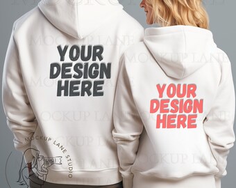 G18500 Back Mock Up, Gildan 18500 Couples Mockup, Back of Hoodie Mockup, Hoodie Back, Man and Woman Lifestyle Mocks, Hoodie Mockup Canva