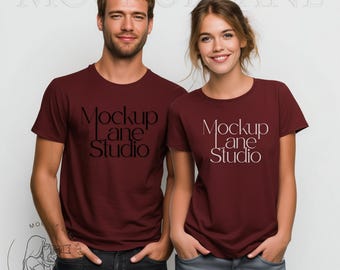 Mockup T-shirt Maroon Gildan 5000: shirt voor stellen (digitale download JPEG-afbeelding)