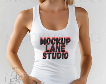Afbeelding BellaCanvas 1081 tanktop, Bella + Canvas tanktop-mockup, Bella Canvas dames-mockup, model Mockup 1081, BC1081, echt model JPEG