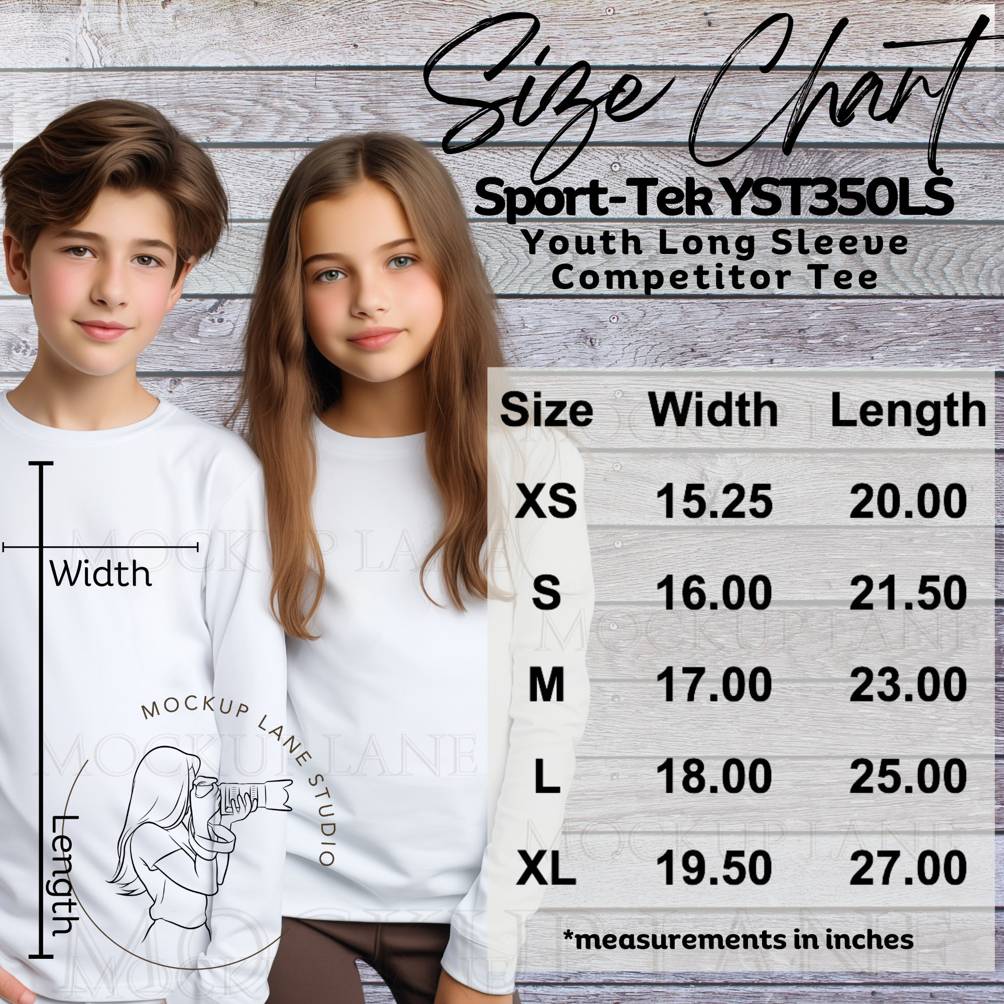 Sport-tek YST350LS Size Chart, Sport Tek Youth Size Chart