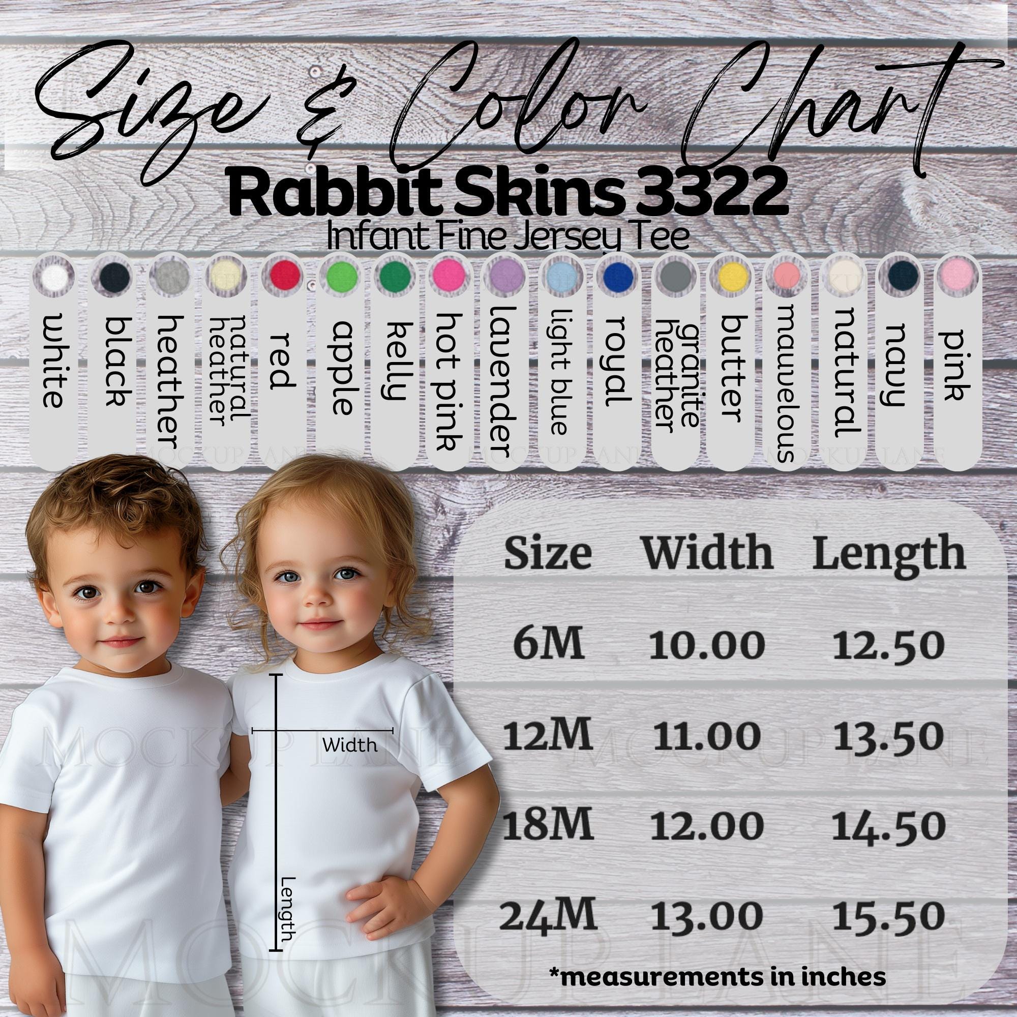 Rabbit Skins 3322 Size Chart, Infant Rabbit Skins Sizing, RS 3322