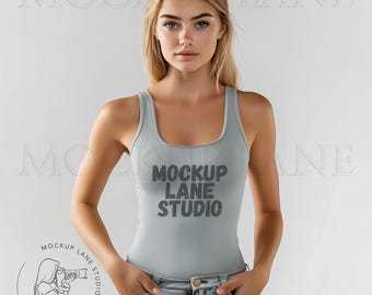 Bella + canvas tanktopmodel, BellaCanvas 1081 Athletic Heather, Bella Canvas damesmodel, modelmodel 1081, BC1081, canvamodel