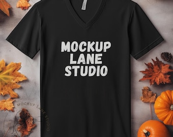 Bella+Canvas 3005 Black V-Neck T-Shirt Mockup (Digital Download)