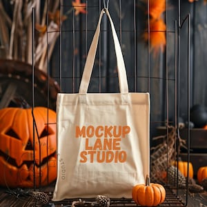 Tote Bag Halloween Mockup, Canvas Tote Bag Mock up, Mockup Bundle, Natural Tote Bag Mock Up, Canvas Bag Mock up, Print on Demand Tote Mockup