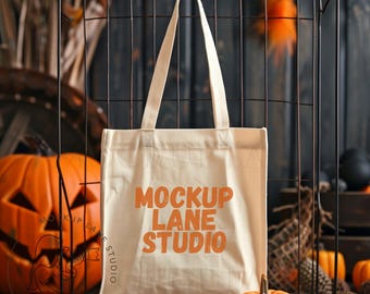 Einkaufstasche Halloween Mockup, Canvas Tasche Mockup, Mockup Bundle, Natürliche Tragetasche Mockup, Canvas Bag Mockup, Print on Demand Tote Mockup