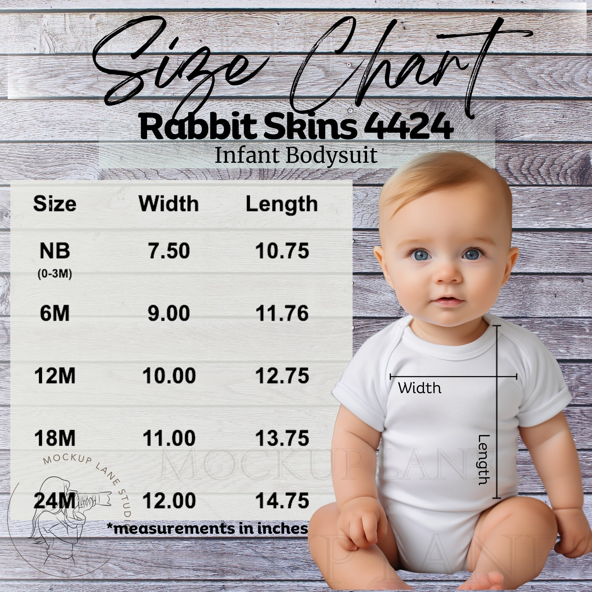 Rabbit Skins 4424 Infant Onesie Size Chart, RS 4424 Sizing Chart ...