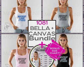 Bella+Canvas 1081 mockupbundel, geribbelde tanktop mockup shopbundel, geribbelde damestanktop, Bella en canvas damestanktopspots, canvasbundel
