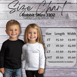 Tabella delle taglie Rabbit Skins 3302, Taglie Rabbit Skins per bambini, Tabella delle taglie RS 3302, Mockup Rabbit Skins per bambini e bambine, Tabella delle taglie 3302 JPEG