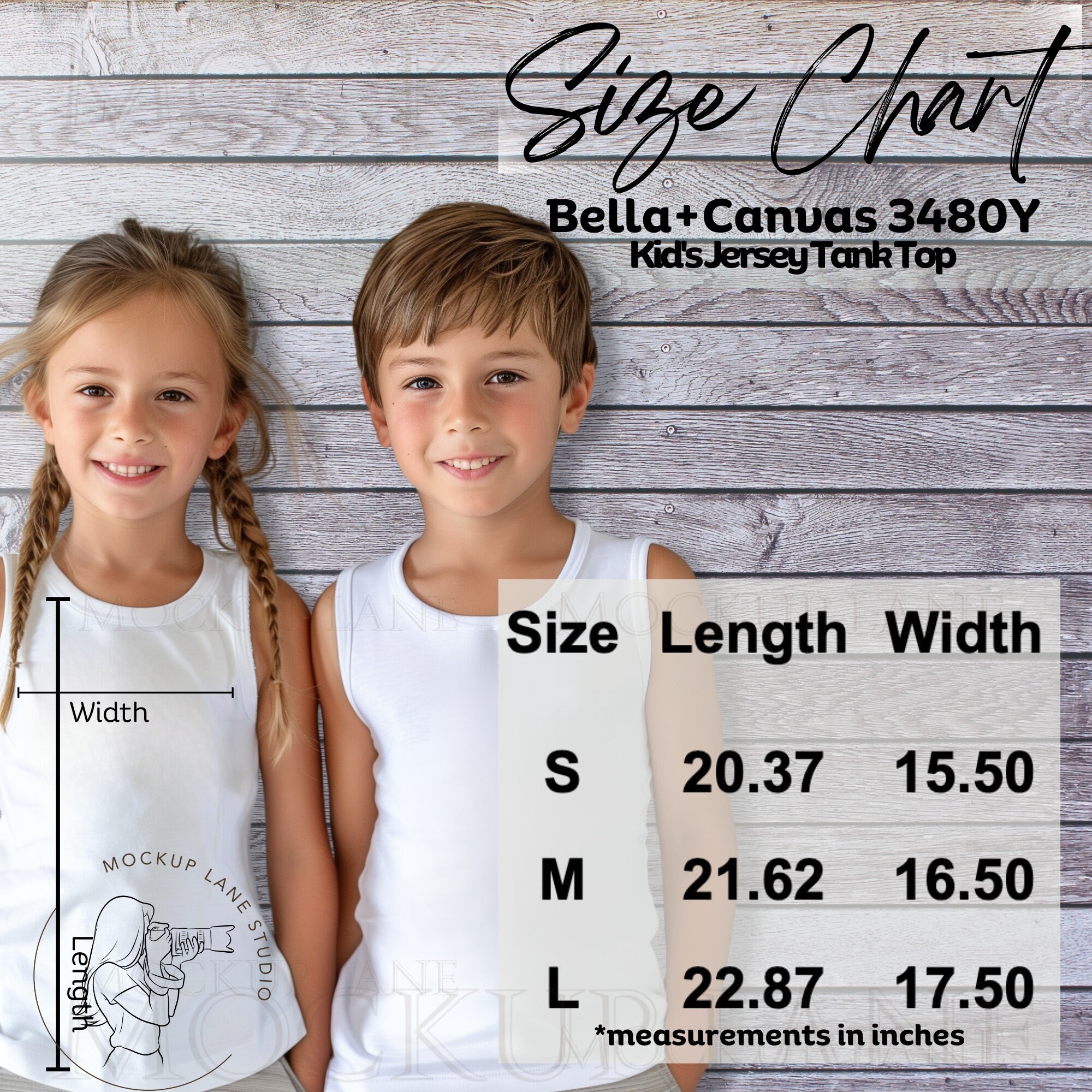Bella + Canvas 3480Y Size Chart, Bella Canvas Toddler Size Guide, 3480Y Size Guide, Unisex Boy Girl T-shirt Size Chart, Bulk Size Chart JPEG