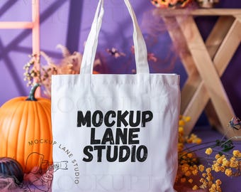 Baumwolltasche Mockup, Einkaufstasche Halloween Mockup, Mockup-Bundle, natürliche Einkaufstasche Mockup, Baumwolltasche Mockup, Einkaufstasche POD Canva Mockup