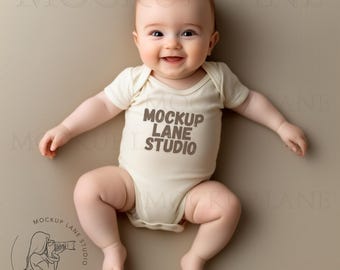Bella + canvas 100B mockup, 100B natuurlijk mockup, mock-up babyjersey, baby-onedelig mockup, canvas mockup, mockup babymodel