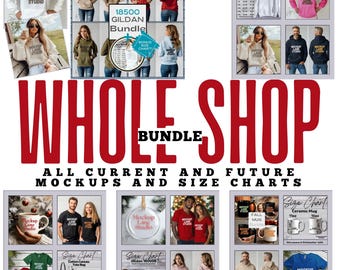 Komplettes Shop-Mockup-Bundle, gesamtes Shop-Bundle, Vollzugang-Shop-Pass, Bella Canvas-Bundle, Gildan-Bundle, Comfort Colors-Bundle, Größentabellen