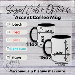 Mug Size Chart, Accent Coffee Mug, 11oz Coffee Mug Mockup, Mug Size and Color Chart, Coffee Mug Sizes, Printify Accent Mug Sizes