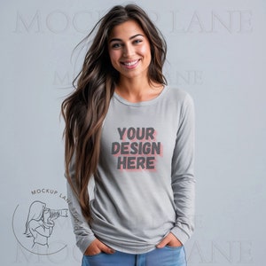 Bella Canvas 3501 Athletic Heather Mockup, BC 3501 Mockup, Bella Canvas Mockup, Bella and Canvas Long Sleeve Shirt Mock Up, BC3501 Mockups