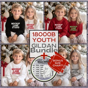 Gildan 18000B-modelbundel, 18000B-jeugdmodelbundel, kerstbundel, 18000b-bundel, Gildan-model vakantiebundel, 18000b-maattabel