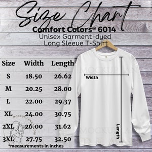 Comfort Colors 6014 Size Chart, C6014 Size Chart Template, Comfort Color Sizing, Couples Unisex Sizing Chart, CC6014 Shirt Sizing Guide