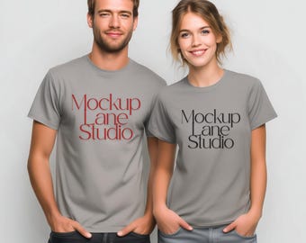 Gildan 5000 T-shirtmodel sportgrijs: shirt voor stellen, JPEG-afbeelding digitale download, bundelmodel